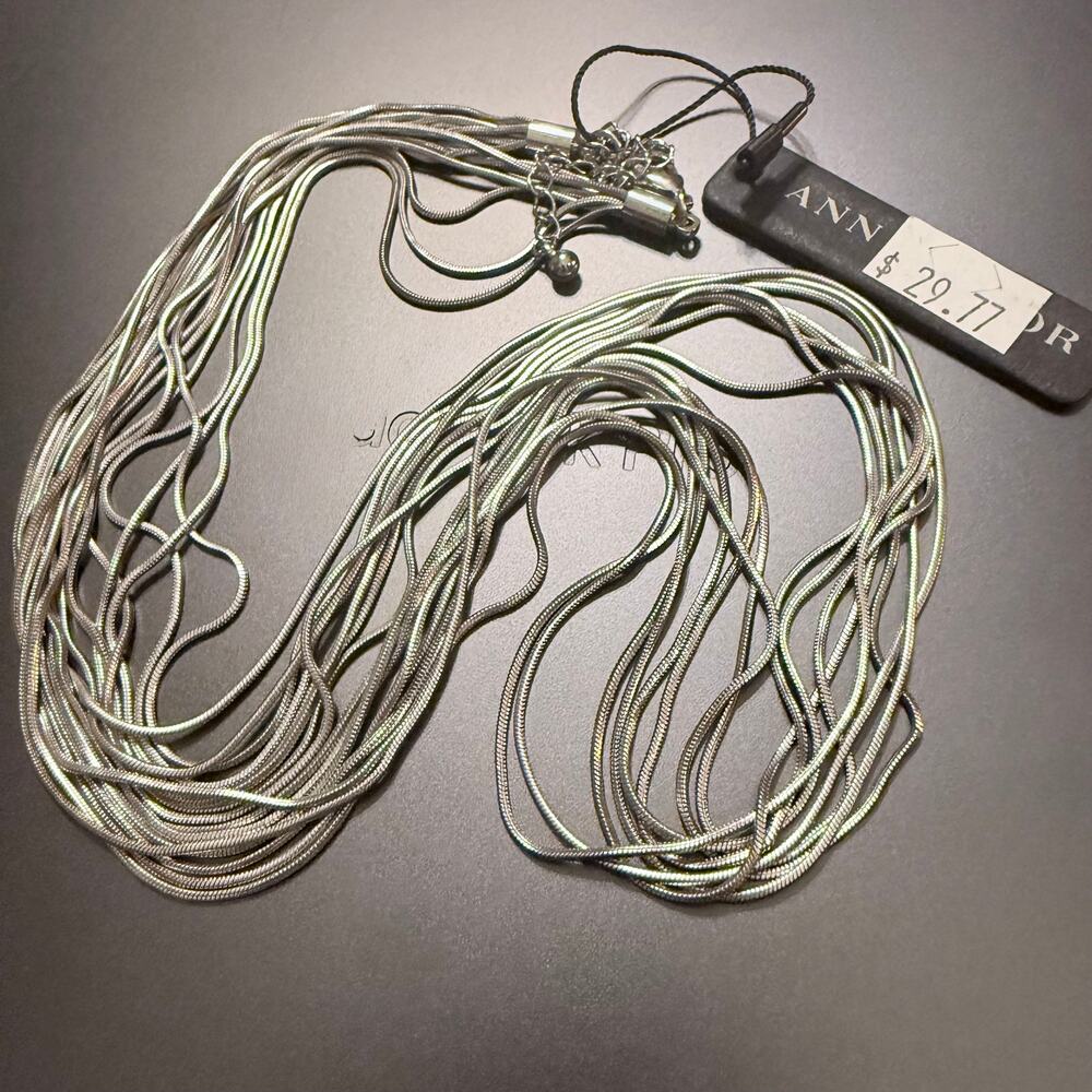 Anne Klein Multi-Strand Silver Tone Liquid Metal Necklace